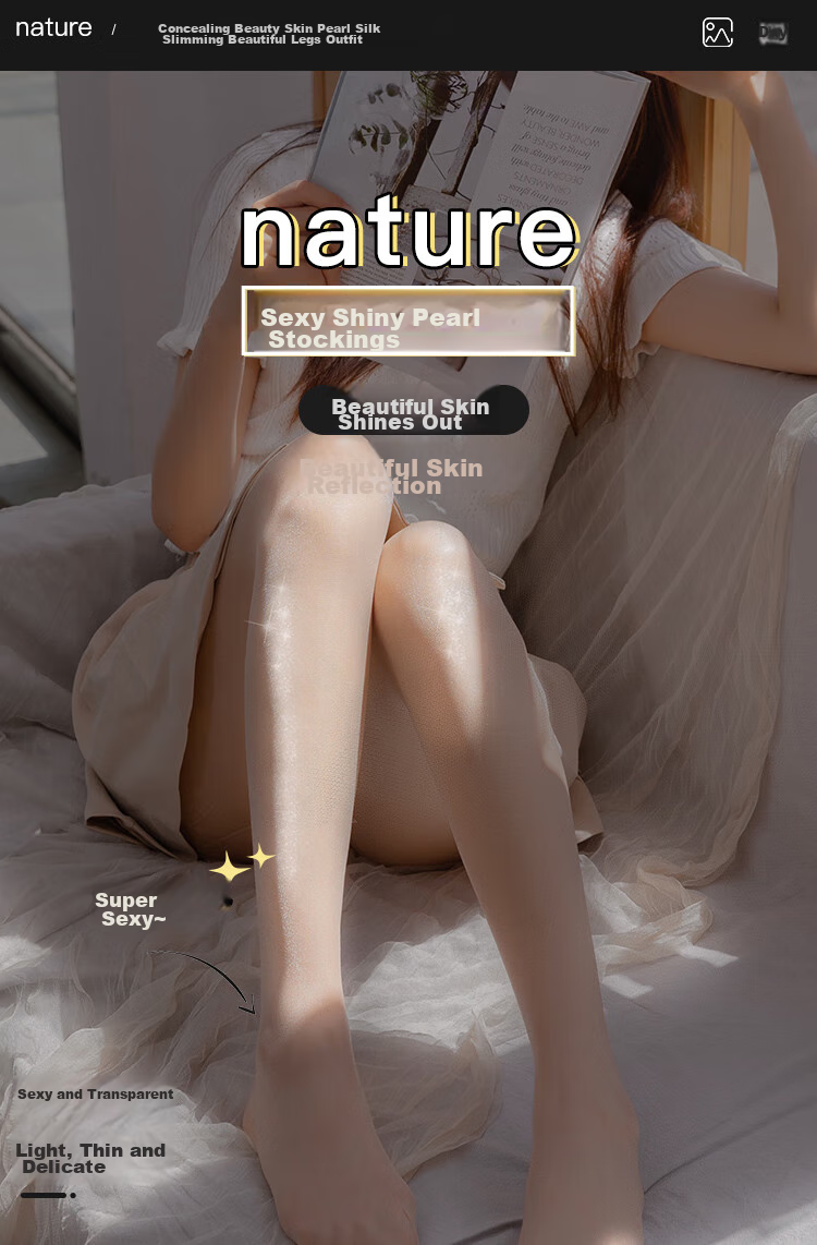 LangSha Luminous Silk Stockings for Women, Summer Thin Pantyhose, Sexy Invisible Base Layer Long Socks, Skin Color, 2 Pairs, One Size Fits All 1