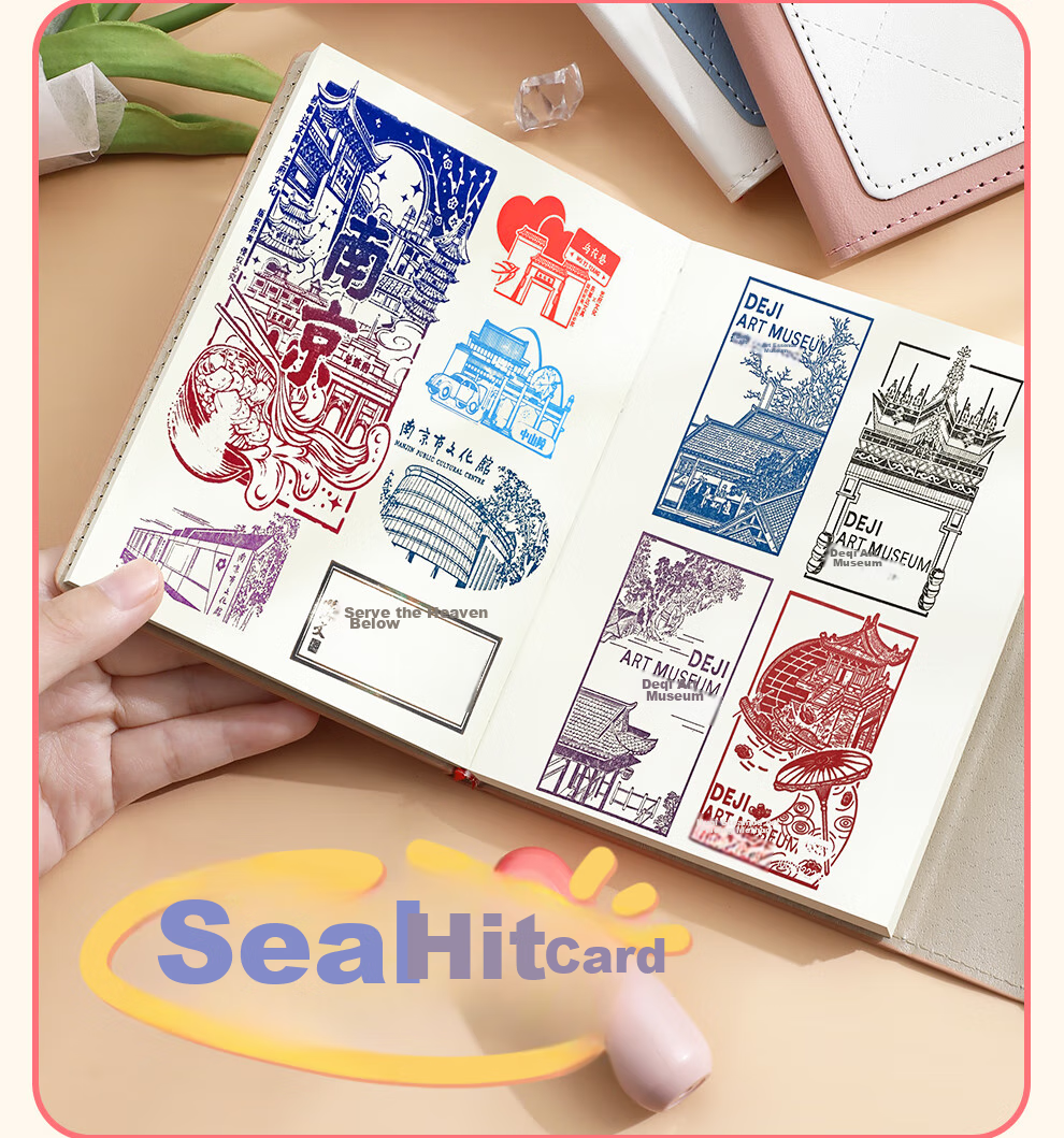 Faramon Travel Stamp Collection Notebook A5 Handbag Stamp Book Museum Collection Album Travel Record Blank Notebook Check-In Journal Scenic Spot Visit Book White 5