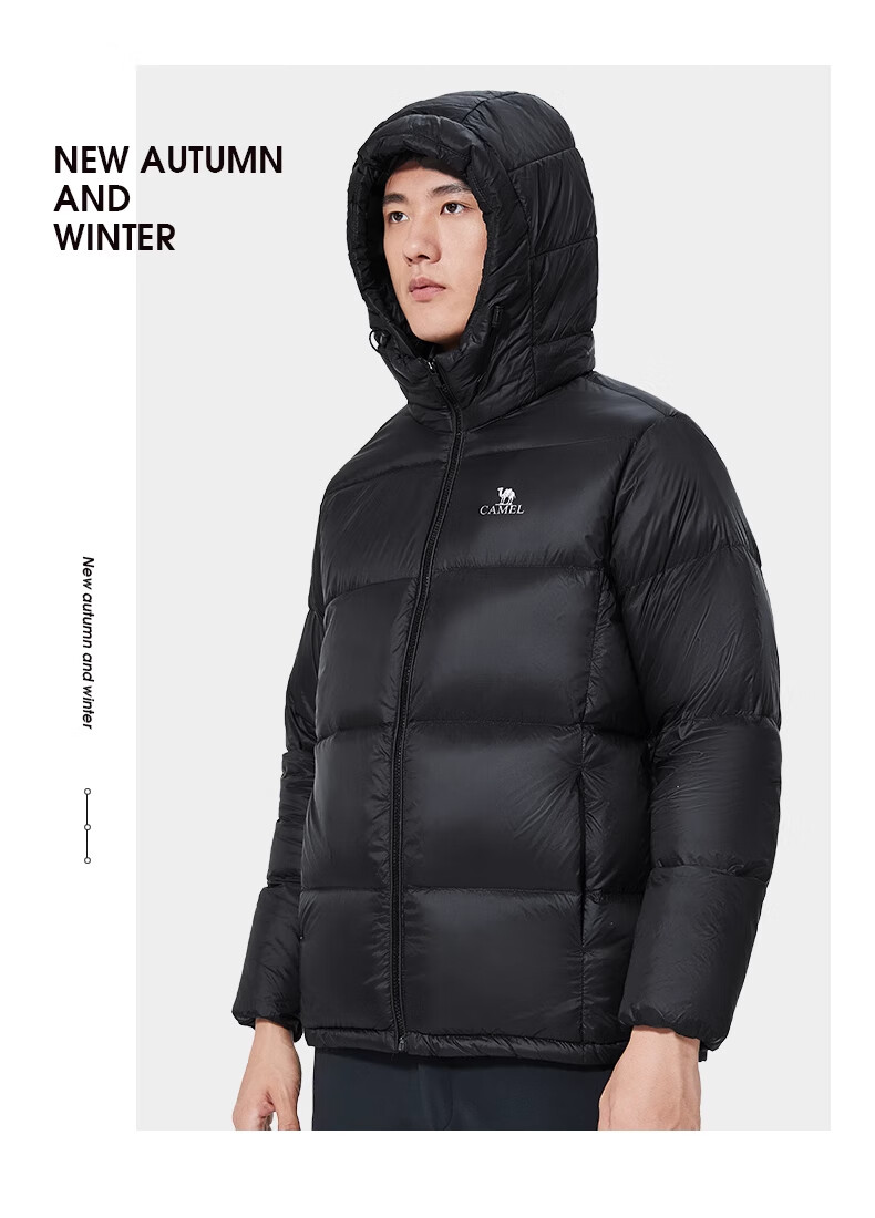 CAMEL Outdoor down Jacket, 600 Fill Power, New Short Style for Men And Women, Thick Puffer Coat 32