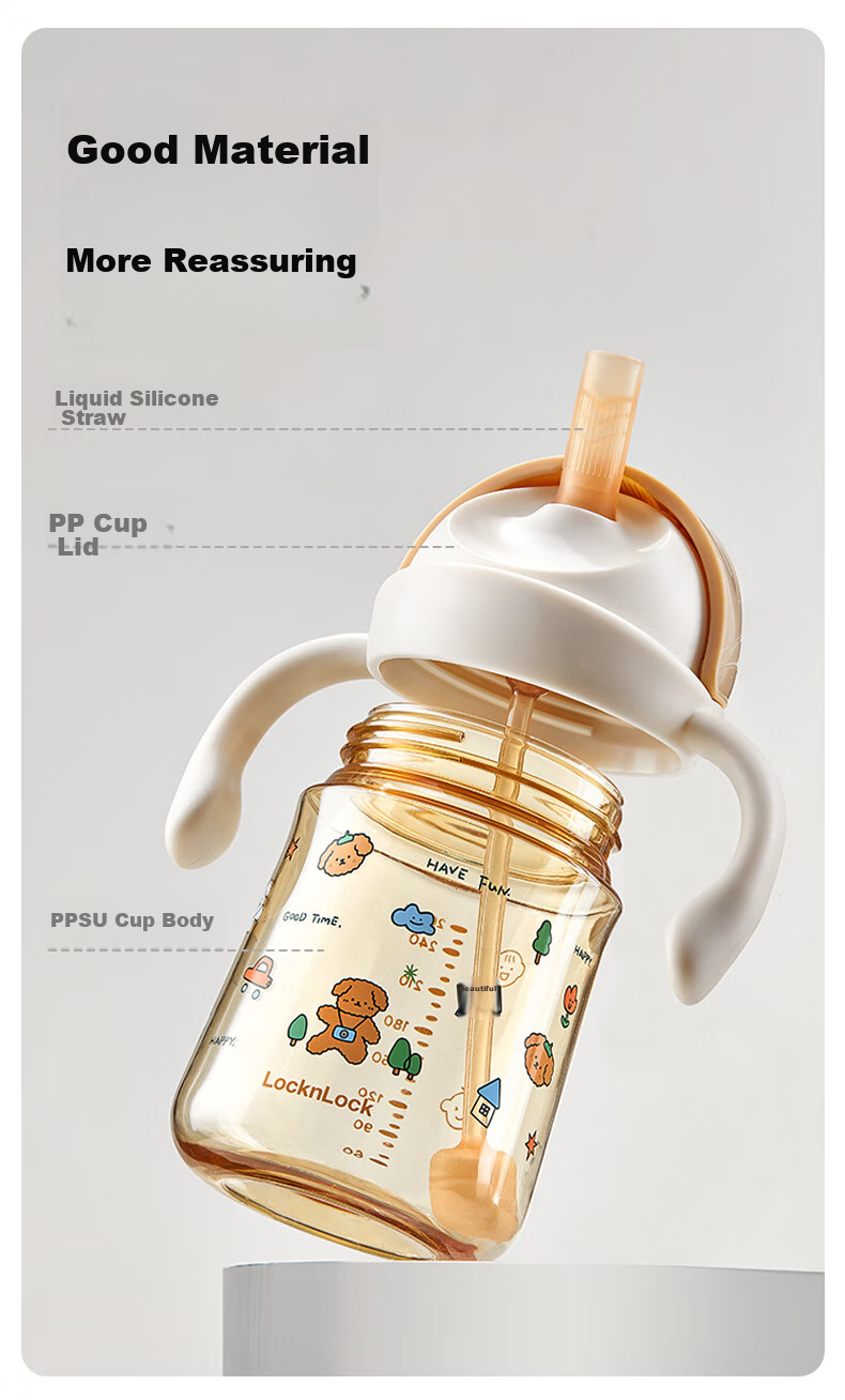 LOCK&LOCK Learning Cup for Babies 6 Months And Above, Straw Cup with Straw, PPSU Bottle, Anti-Choking Water Cup for Children under 1 Year Old in Summer 10