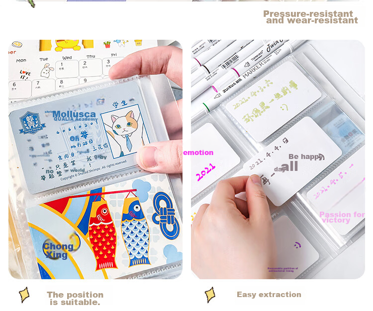 Sannianerban Transparent Button Learning Card Storage Folder, Portable Simple Collection Folder, Business Card Holder, Large Capacity Card Organizer, 240 Card Slots 3