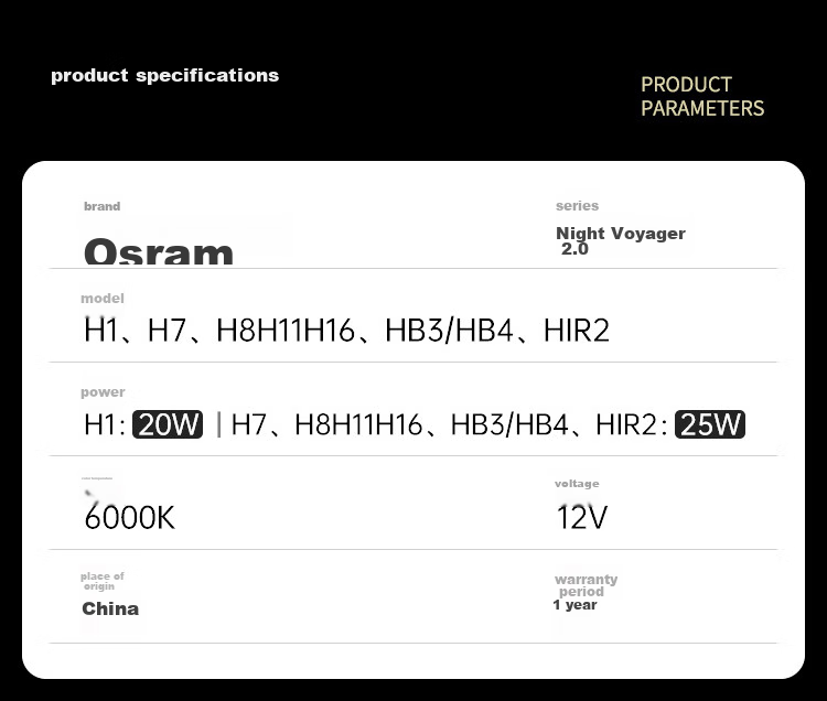 OSRAM Automotive LED Headlights, Car Bulbs for High And Low Beam, Yechezhezhe 2.0 H1, One Pair, 6000K Ultra-Bright, 12V/20W 3