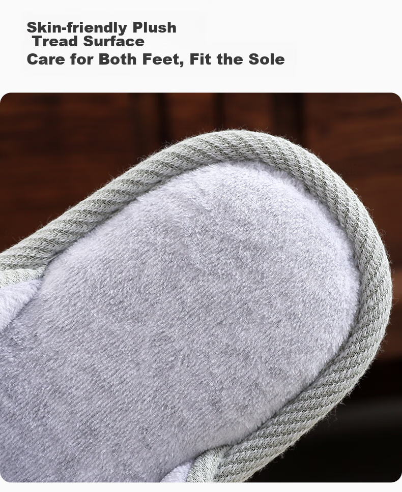 GUOLUOFEI Japanese-Style Large Size Cotton Slippers for Men And Women, Spring Autumn Winter Indoor Home Wooden Floor Couple Warm Slippers, Green, Size 36-37 4