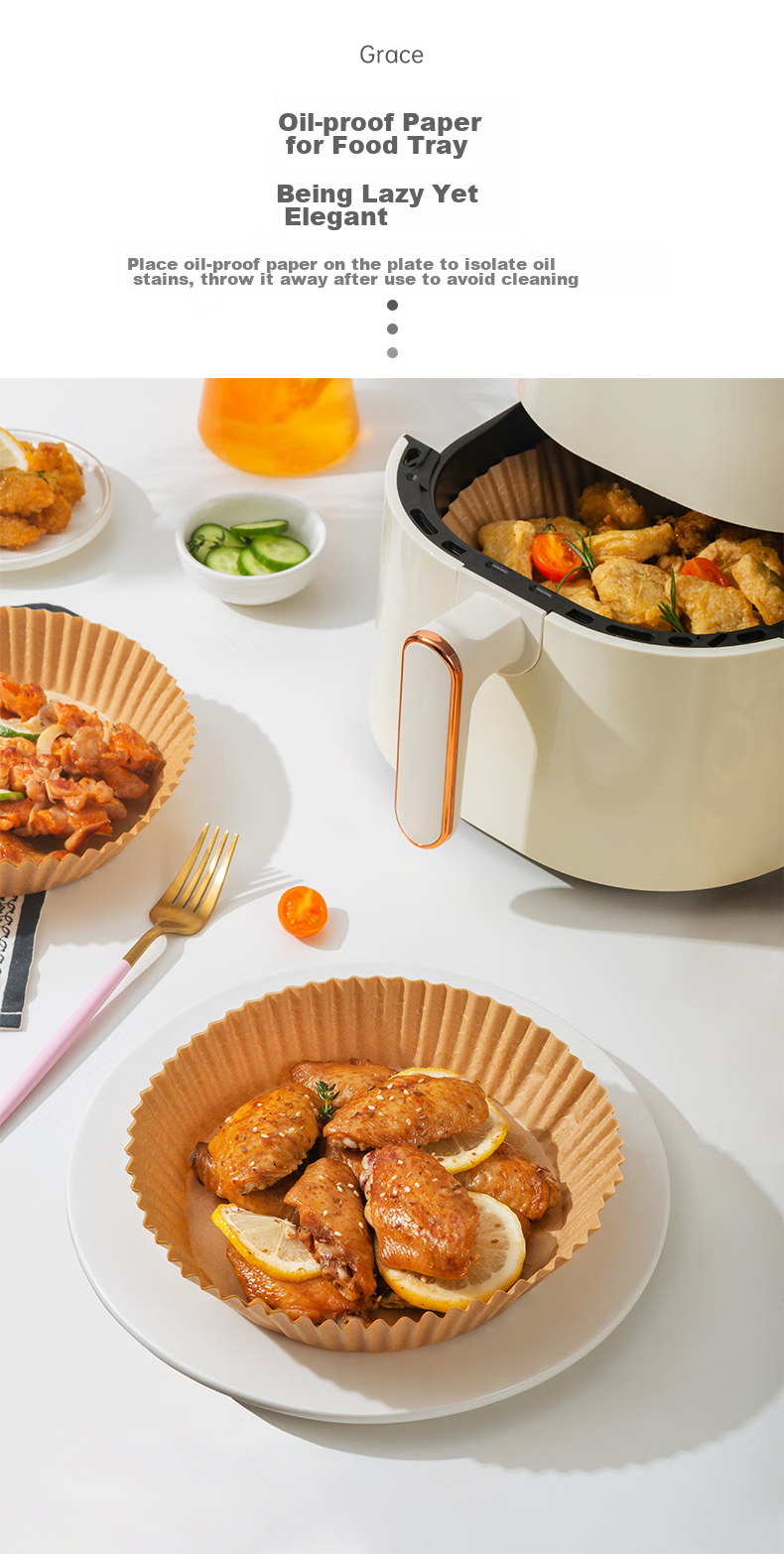 Mohuanchufang Air Fryer Paper, Silicone Oil Paper, Barbecue Paper, Meat Grilling Paper, Baking Paper Tray, Oven Baking Paper, 50 Sheets 10