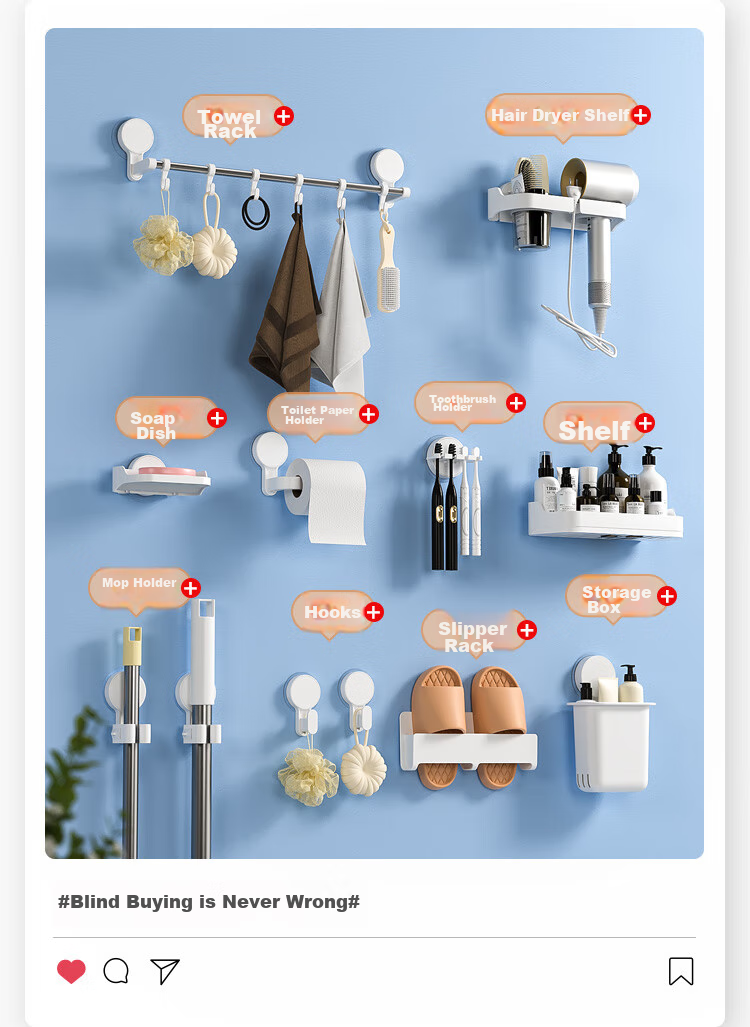 JD Original Air Series No-Drill Hair Dryer Holder, Bathroom Storage Rack, Non-Marking Electric Fan, 8cm Hole Diameter 4
