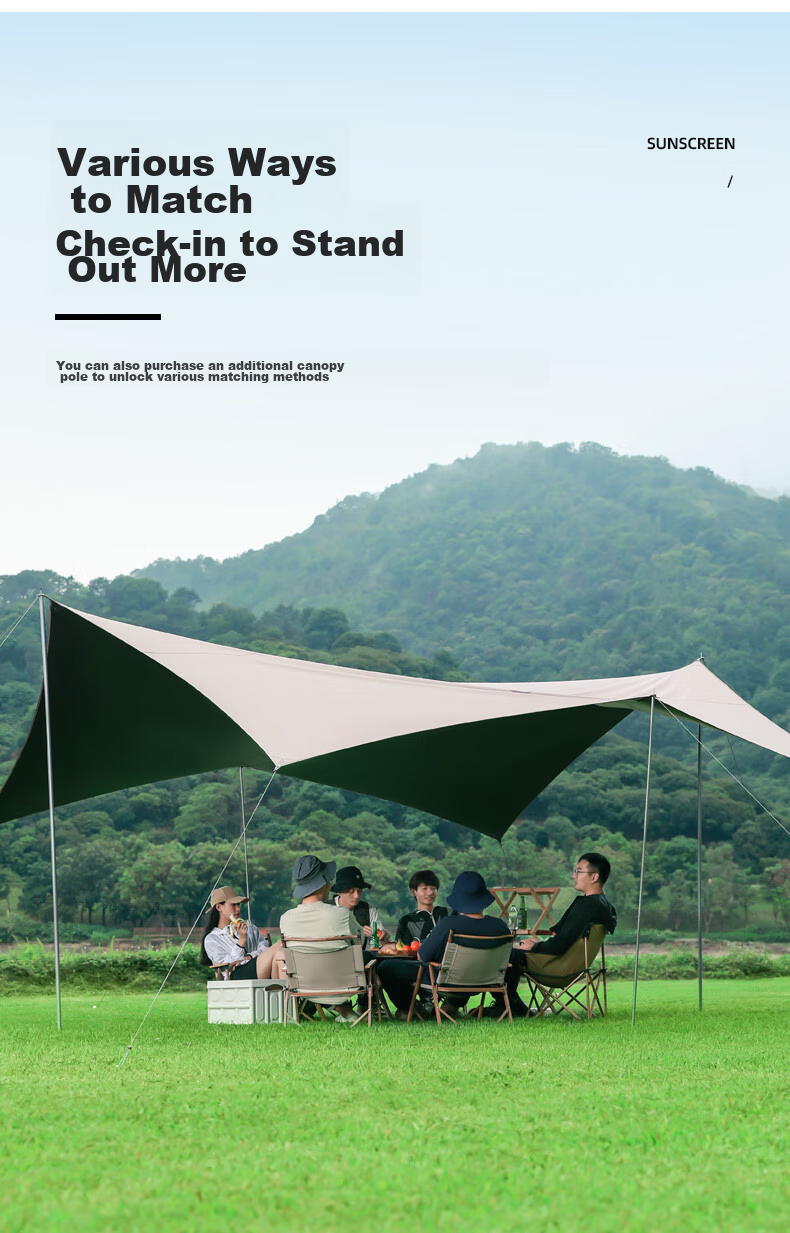 CAMEL Titanium Black Vinyl Canopy Tent, Outdoor Camping Equipment, Picnic Sunshade, Rainproof, Shade Cloth, 133CA6B015 12