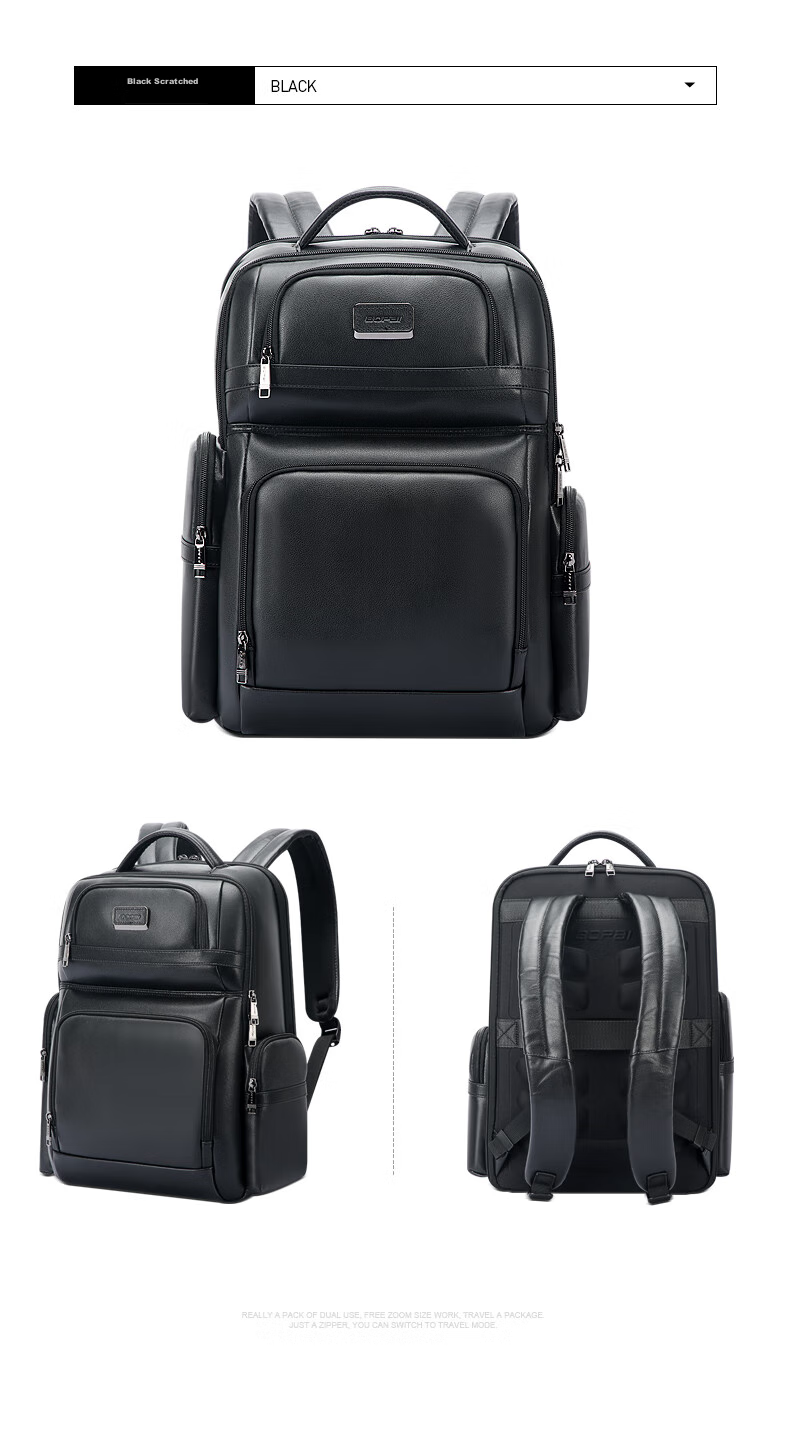 Bopai Leather Business Backpack for Men, 16-Inch Laptop Bag, Travel Schoolbag, Father's Day Gift 19