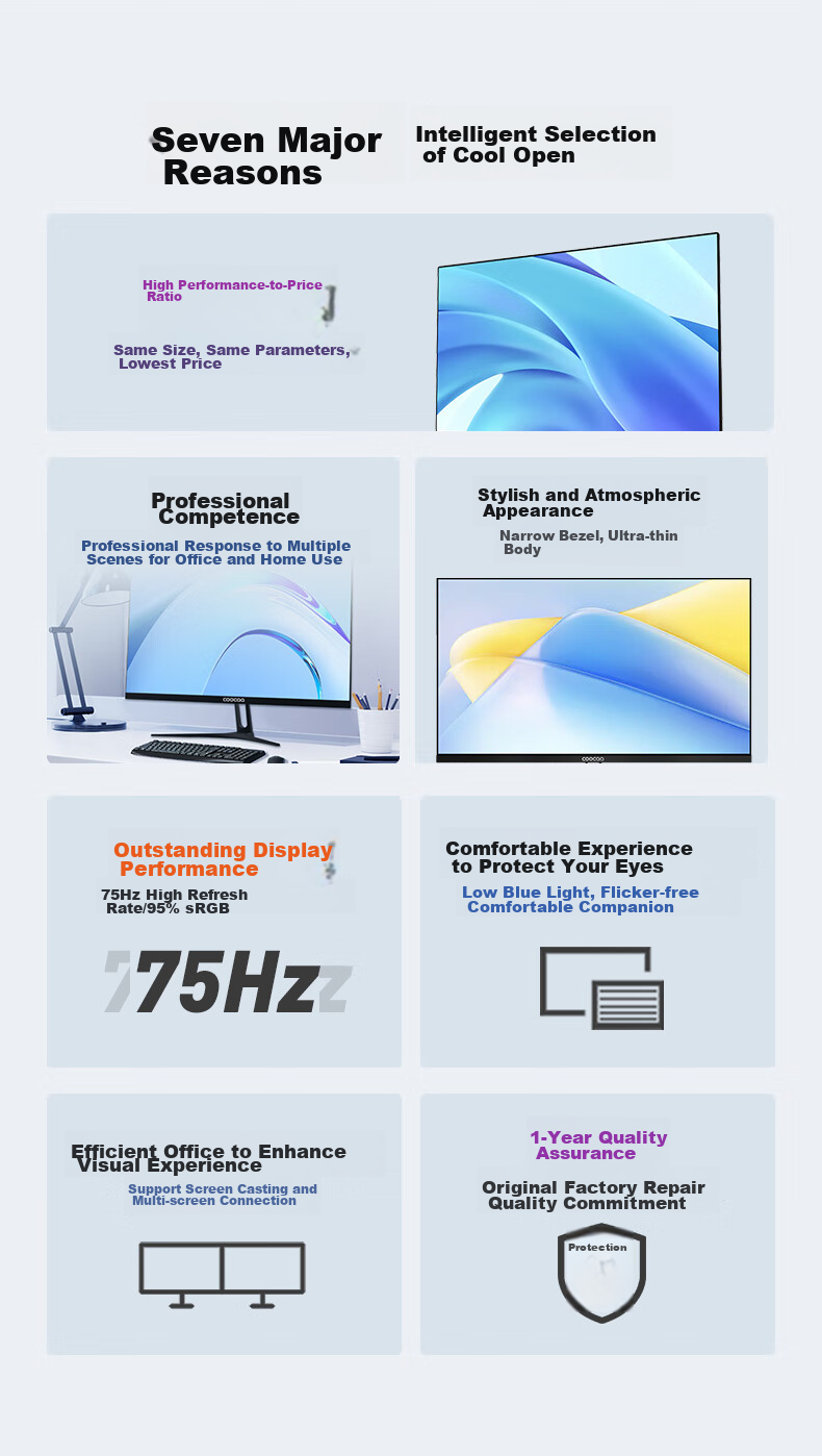 Coocaa Skyworth 31.5-inch 2K HD Large Screen Monitor Low Blue Light Narrow Bezel Wall-Mountable IPS QHD Gaming Office Desktop Display 32K15 3
