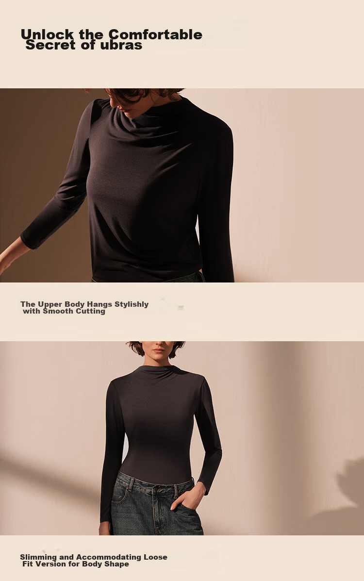 Ubras Soft And Smooth Milk Skin Base Layer for Women, Amino Acid Autumn Undershirt, Inner Thermal Underwear, Comfortable Base Shirt, Jet Black, Size S 22