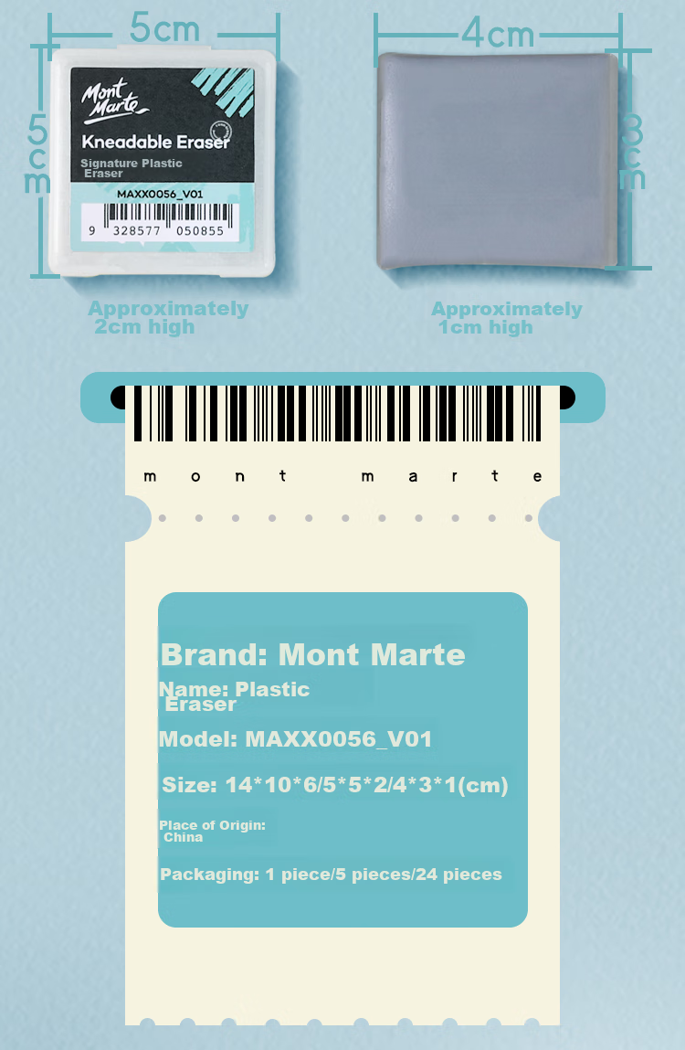 Mont Marte Sketching Eraser Set of 2, Art Pencil Drawing Eraser for Students, No Residue Charcoal Drawing Eraser MAXX0004 6