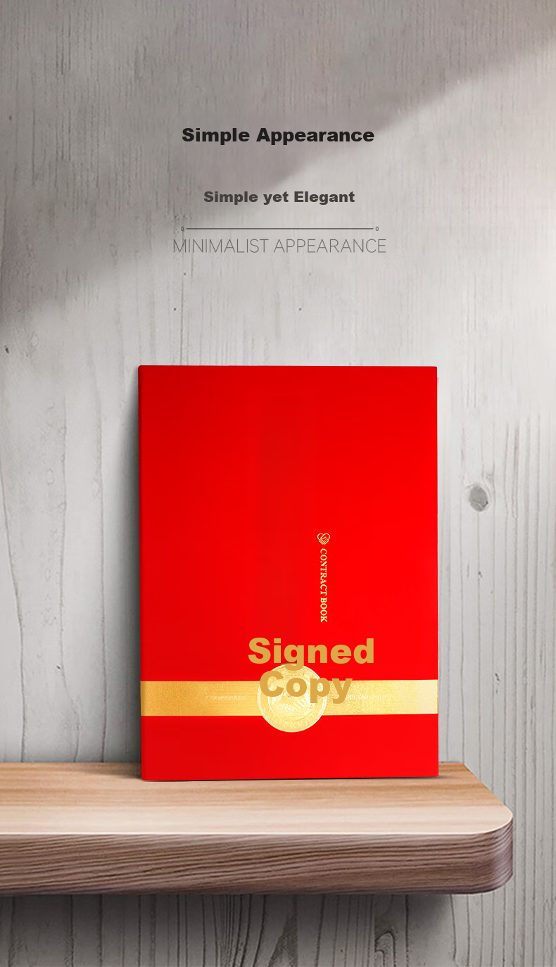 Befon Signing Ceremony Book, A4 Business Contract, Strategic Cooperation Agreement, Contract Document Folder, File Organizer, Office Supplies, Red, 4069 3