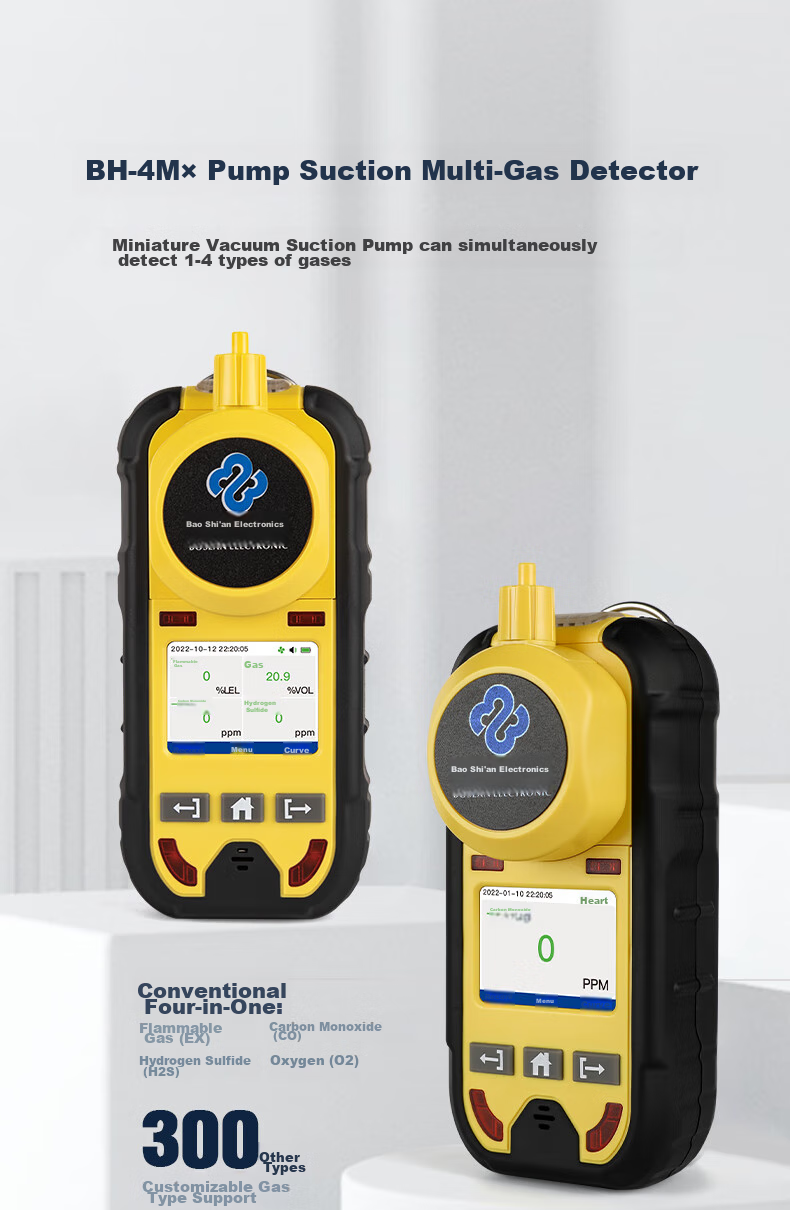 BAOSHIAN Portable Pump Gas Detector, Four-In Toxic Harmful Gases, Combustible Gas, Oxygen, Carbon Monoxide, Hydrogen Sulfide 2