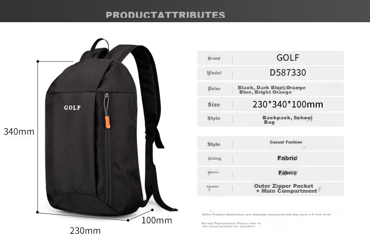 GOLF Men's Backpack, Casual Travel Mini Backpack, Lightweight Small Schoolbag, 5I032885J, Black 8