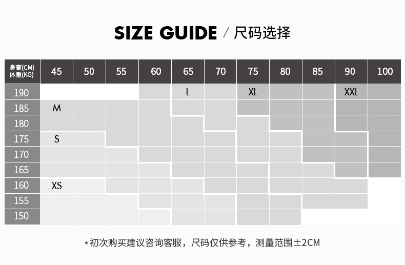 产品尺码size