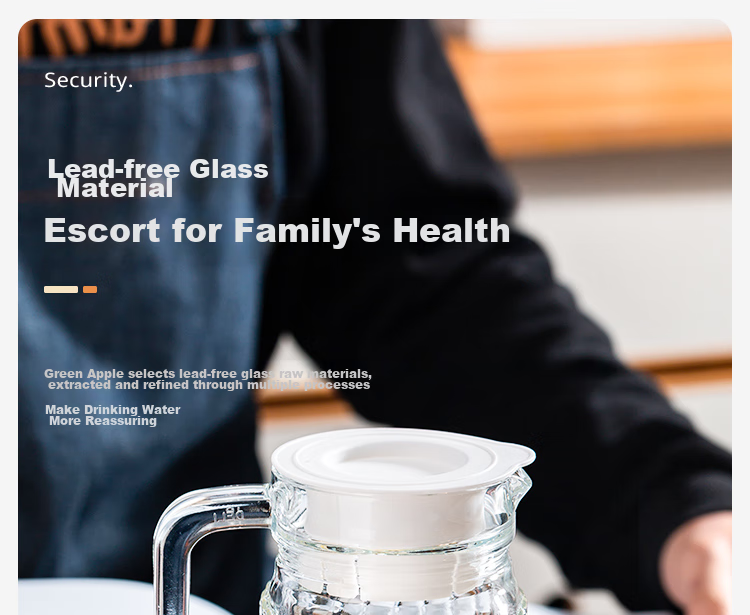 QINGPINGGUO Glass Cold Water Pitcher, Household Glass Cold Water Jug, Beverage Pitcher, Tea Pitcher, Water Cup, Glass Juice Pitcher, Beer Pitcher, 1.1L 4