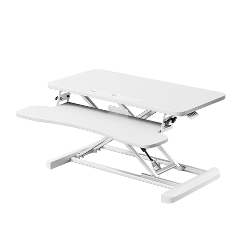 JD Original Lingdong Adjustable Standing Desk, Height-Adjustable Office Desk, Foldable Writing Table with Double Boards, White