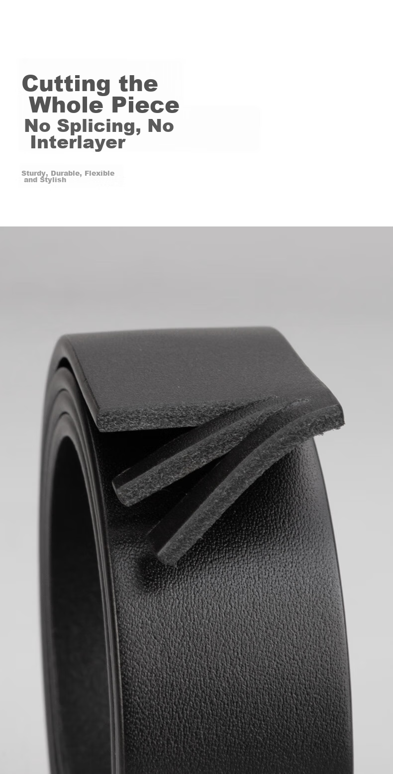 Cattlesboss Men's Belt, Top-Grain Leather, Automatic Buckle, Versatile Business Waistband, Model 7325, Black, 110cm 8