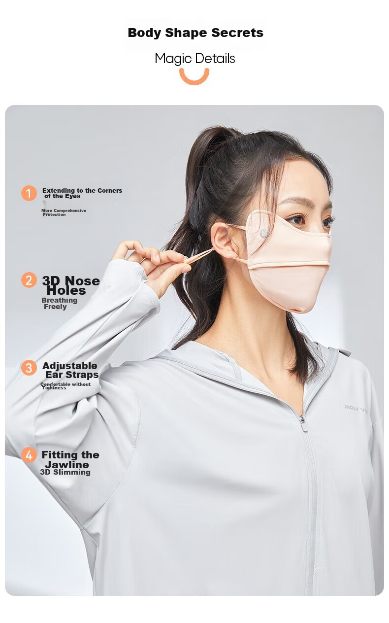 MOLY VIVI Sun Protection Face Mask, Summer Lightweight Breathable Sunshade, UV-Resistant Eye Protection, Non-Binding Ear Design, Magic Vivia 13