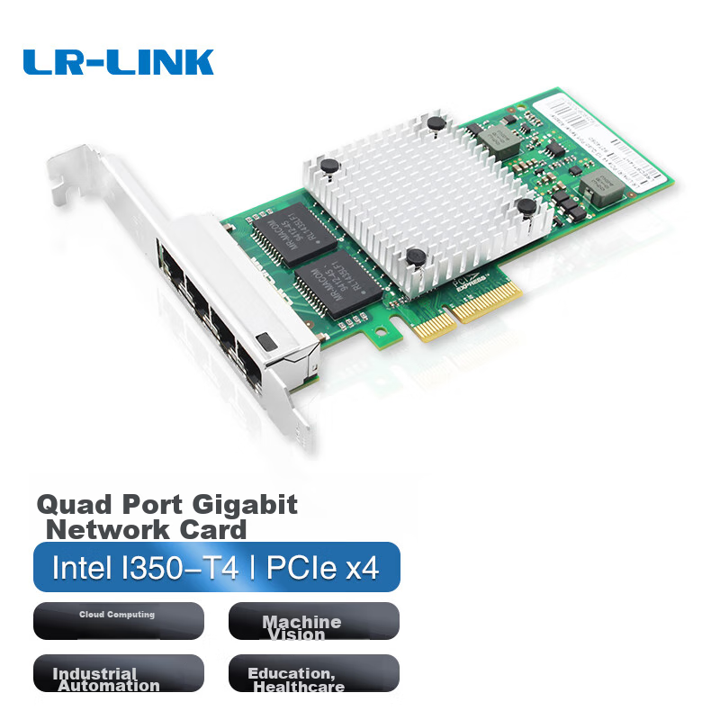 LR-LINK Lianrui LREC9714HT PCIEx4 Gigabit Quad-Port Network Card I350-T4 Chip Server Machine Vision Industrial Camera Network Adapter