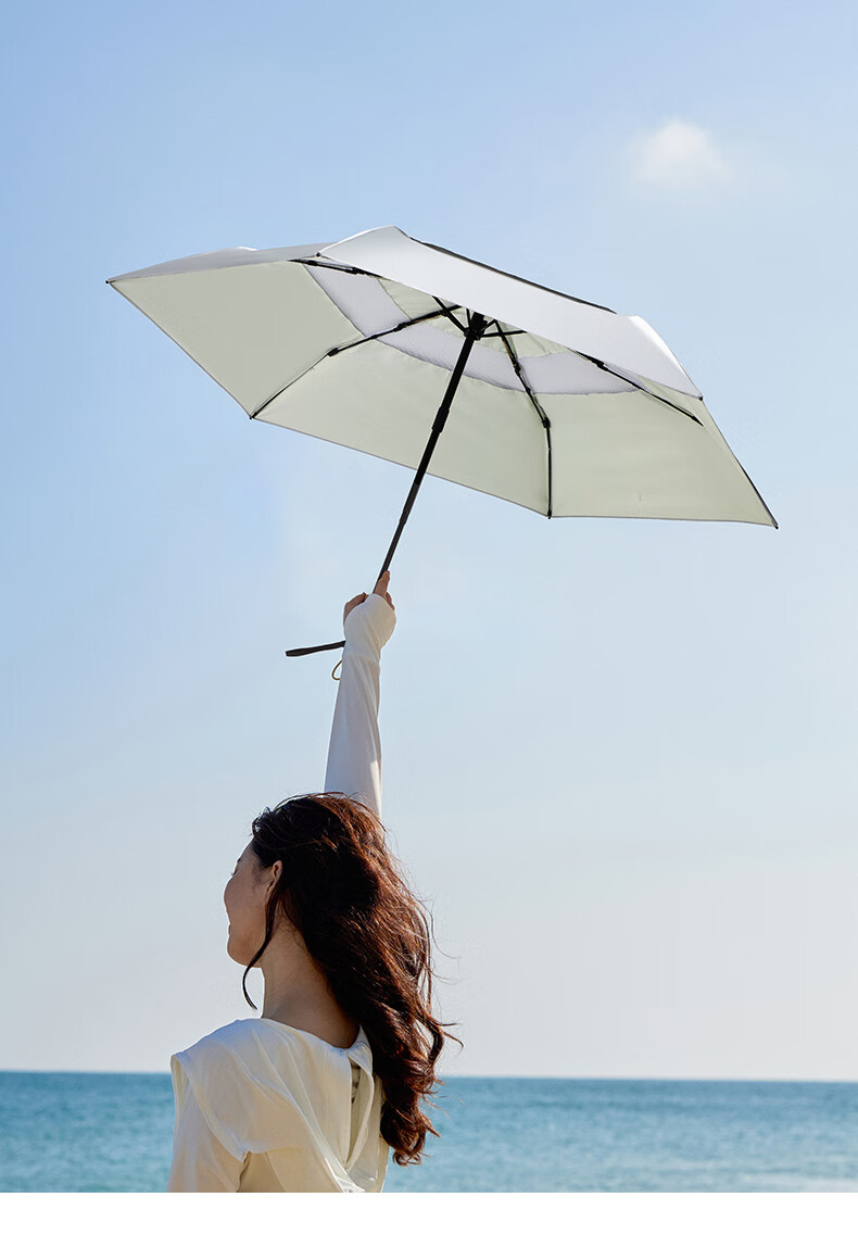 Obsu Japanese Obsu Compact Portable Sun Umbrella, UV Protection, Titanium Silver Coating, White, Titanium Silver Mesh Fabric 3