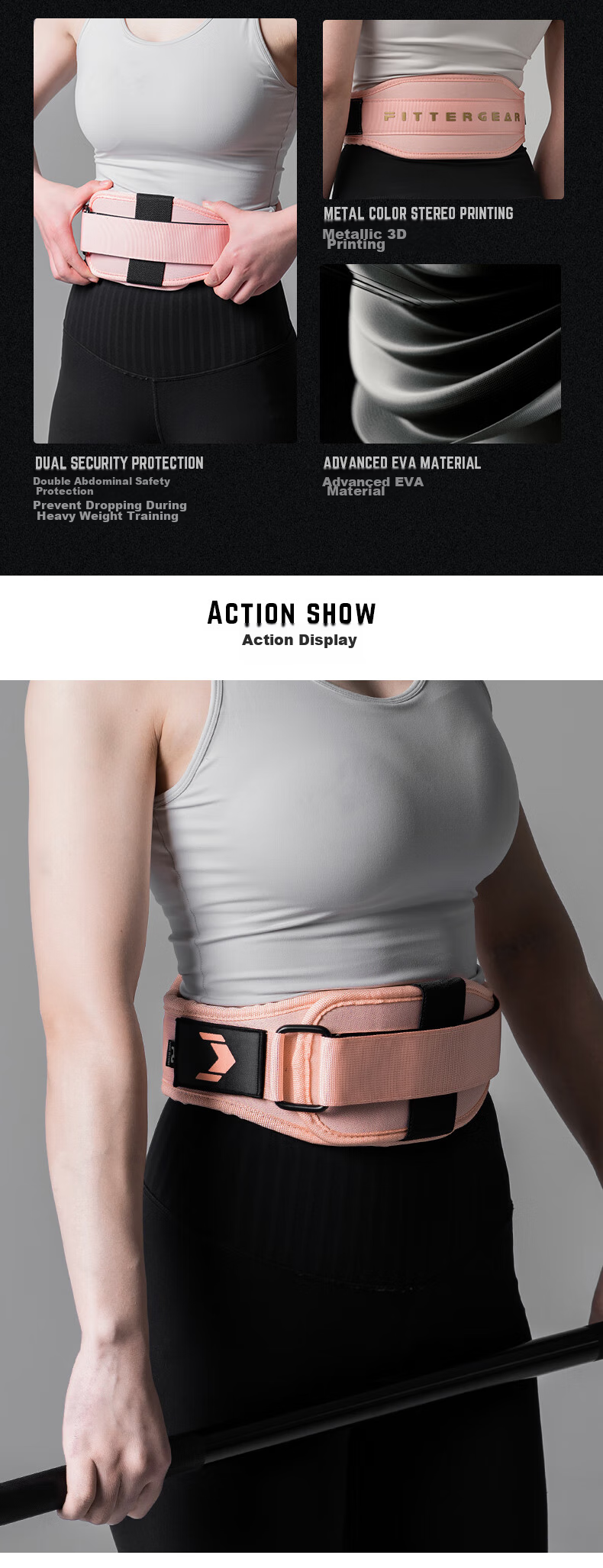 FITTER GEAR Professional Fitness Waist Belt for Women, Anti-Slip, Squat, Deadlift Training Support Belt, Weighted Equipment Protection Gear, XS Size 3