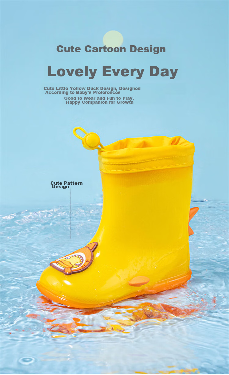 B.Duck Children's Soft-Soled All-Season Rain Boots, Cute Cartoon Design for Boys And Girls, Model 0902, Yellow, Size 30 1