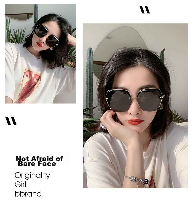 Lafudelu Polarized Sunglasses for Women, UV Protection, Anti-Glare, Trendy Sunglasses, Sun Protection, Wide Frame, Slimming Effect 7