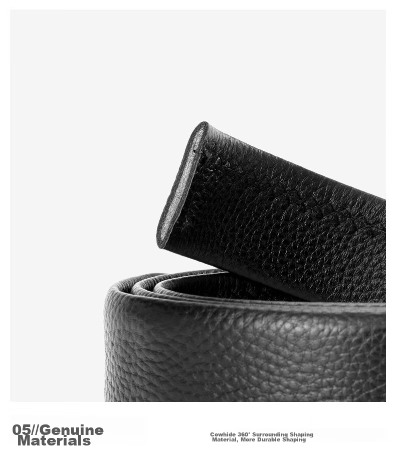 Aokang Men's Leather Belt with Automatic Buckle, Top Grain Cowhide, Birthday Gift for Husband 10