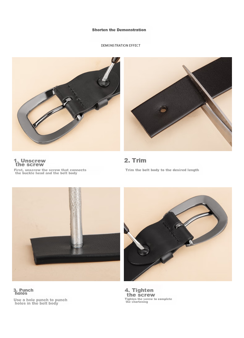 Cattlesboss Women's Belt, Top-Grain Leather, Simple And Versatile, Decorative Accessory for Jeans, 5335, Black, 105cm 18
