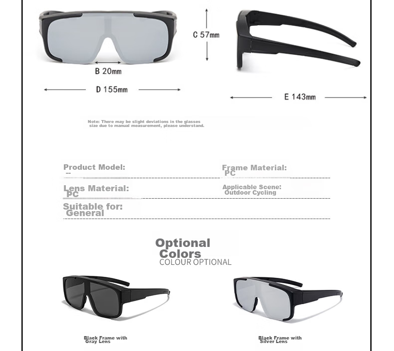 LOVECRAFT Cycling Goggles 1622 - Black Frame Gray Lenses, Prescription Glasses Goggles, Outdoor Windproof Glasses, Protective Eyewear for Men And Wome 3