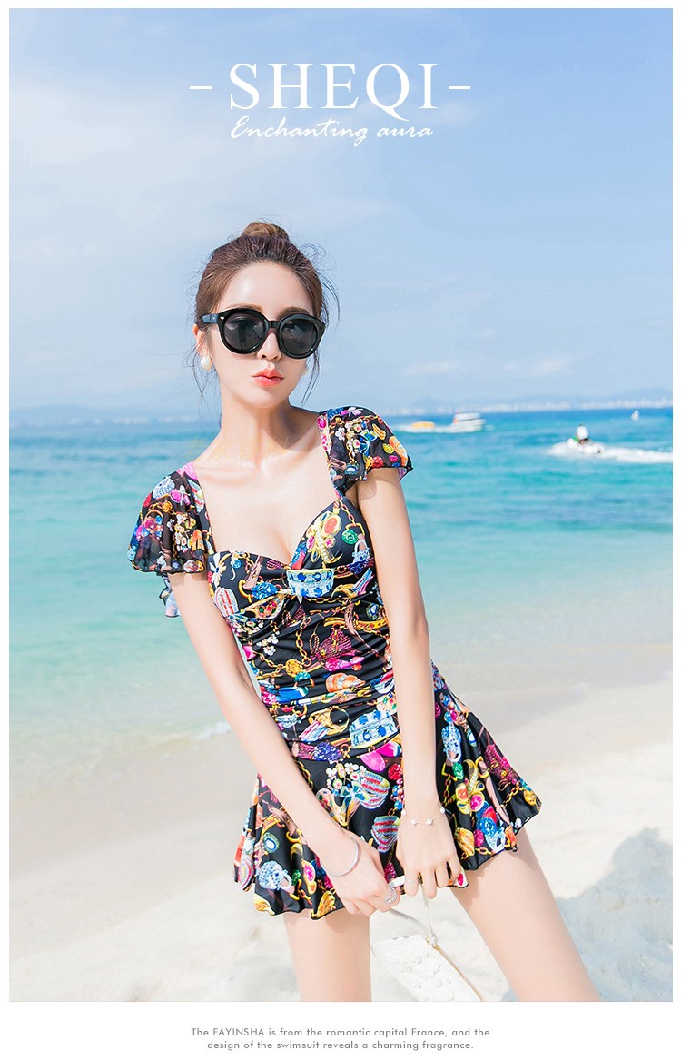 DK Conservative Swimsuit for Women, Tummy Control, Push-Up, Plus Size, Slimming One-Piece Dress Style, Backless, Suitable for Hot Springs And Swimming, Pearl Luster, XXL 10