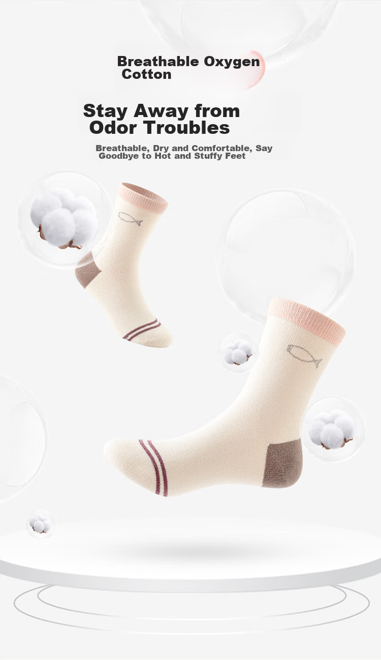 MiiOW Children's Socks, Girls' Mid to Big Kids Cotton Socks, Student Baby Autumn Winter Comfortable Breathable Versatile Casual Mid-Calf Socks 3