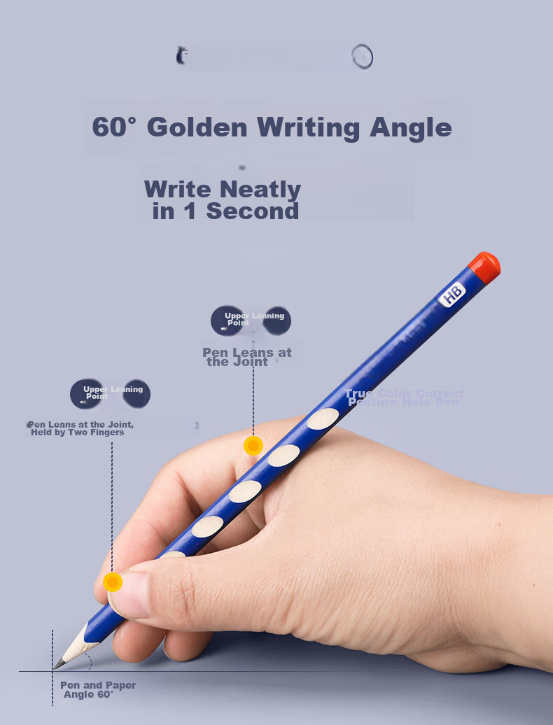TRUECOLOR HB Perforated Pencils, 50 Pieces, Elementary School Students' Posture Correction, Kindergarten Handwriting Practice, Triangular Wooden Shaft, Easy-Grip Top, Gift ZC182 3