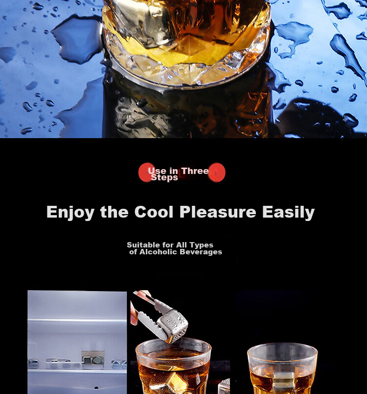 BJ 304 Stainless Steel Ice Cube Tray, Square Quick-Cool Metal Ice Cube Maker Mold, 4-Piece Set CP-127 13
