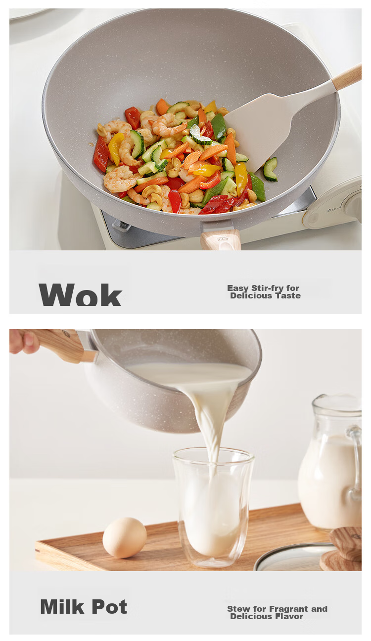 JD Original Cookware Set in Maifanshi Color: Frying Pan, Milk Pan, Wok, Compatible with Induction Cooker And Gas Stove 9