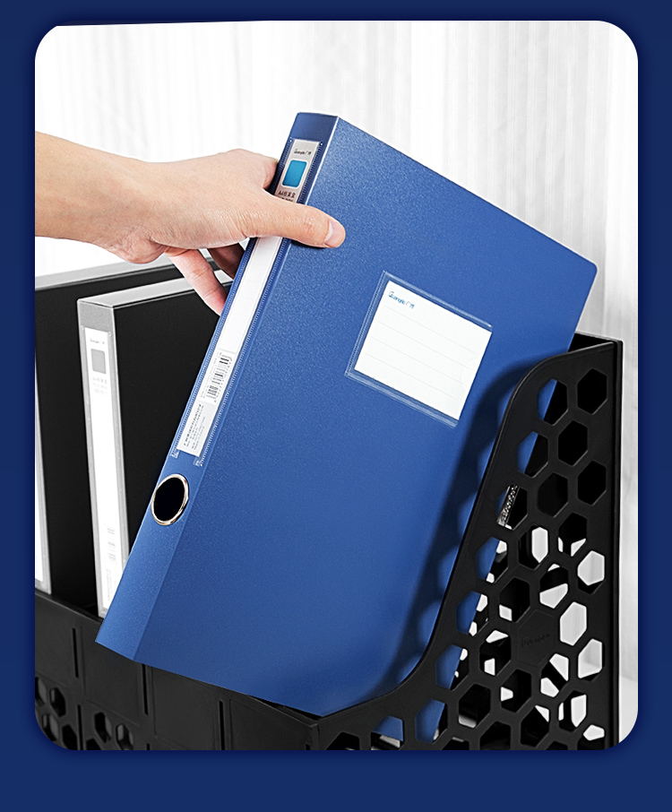 GuangBo , 10-Pack 35mm Velcro A4 File Box/document Box/data Storage Box, Three-Layer Composite Thickened PP Shockproof, Accounting Receipt Storage Folder Office Supplies Blue A8029 5