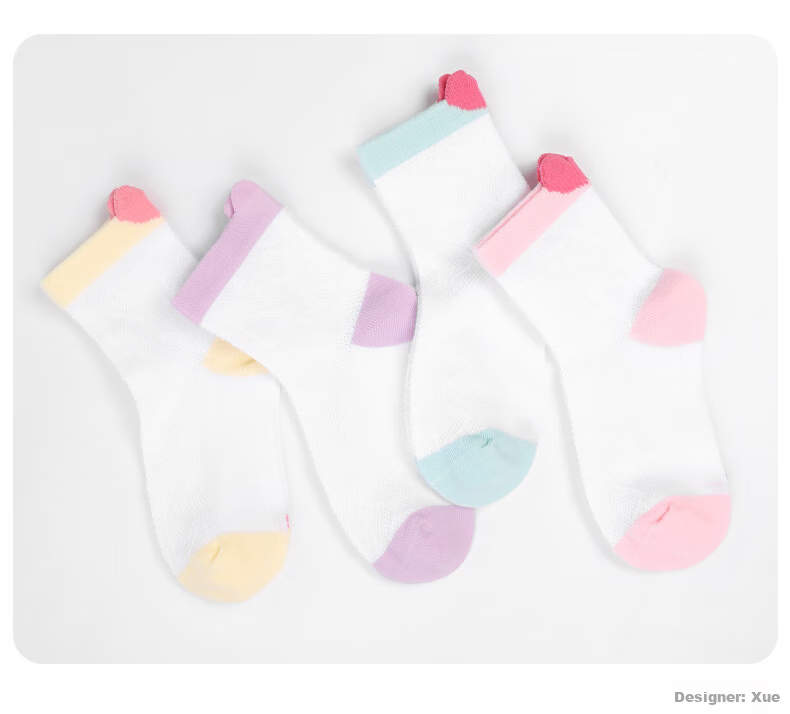 Babi Girls' Socks, Summer Thin Cotton Socks, Big Girls' Baby Spring And Autumn Mesh Socks, Children's Mid-Calf Socks, Size 16-18 16