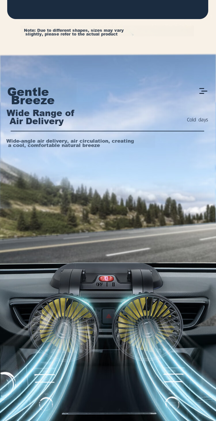Dijialun High-Power Dual-Head Car Fan USB Summer Car Fan for Sedans, Trucks, Computers, Office Desks And Home Use 4