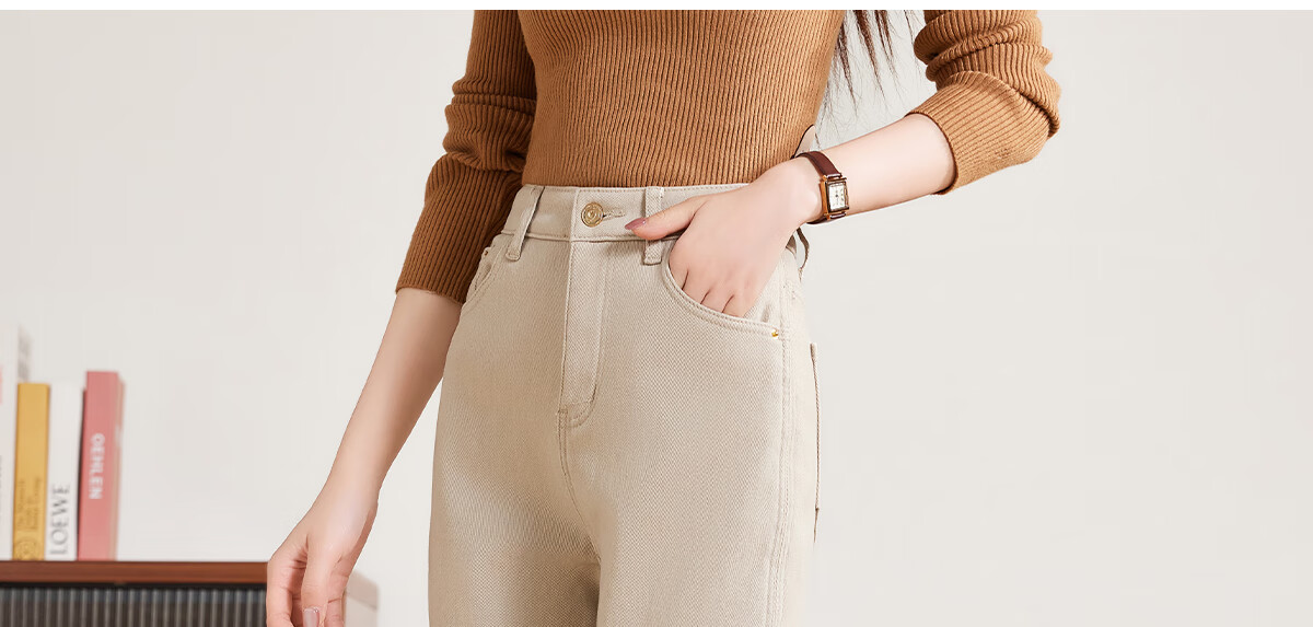 PinCai Women's Jeans, Spring And Autumn White High-Waisted Slimming Heightening Versatile Casual Trousers P143N1010 22