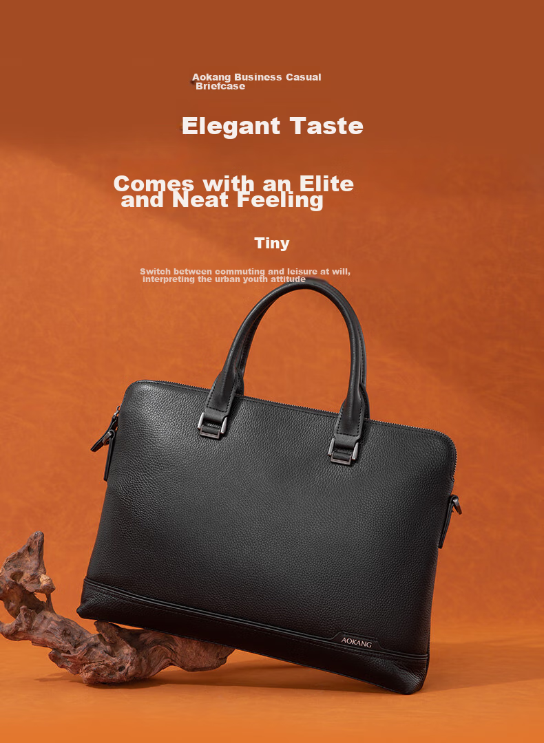 Aokang Briefcase, Business Bag for Men, Handheld Bag, Top-Grain Leather Laptop Bag, Birthday Gift for Husband 1