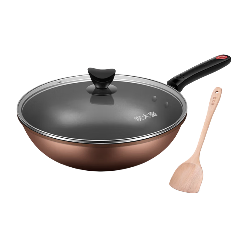 COOKER KING Non-Stick Wok, Easy to Clean, Light Oil, Versatile Flat-Bottom Frying Pan, Compatible with Induction Cookers, Cooking Pan, 32cm B50069