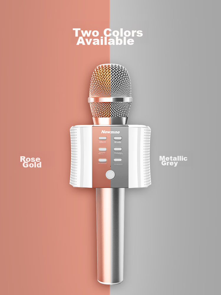 Newmine MC10 Wireless Microphone Karaoke Microphone with Built-In Sound Card, Audio Recording Mic, Little Bee Amplifier, Lectern, Bluetooth Singing Entertainment Device, Rose Gold 17