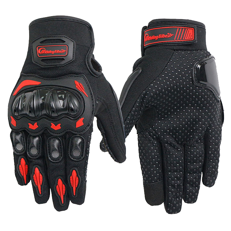 BIKEBROS Motorcycle Riding Gloves, All-Season, Anti-Fall, Wear-Resistant, Racing Touchscreen Gloves, Summer Motorcycle Gear, Red, XL Size