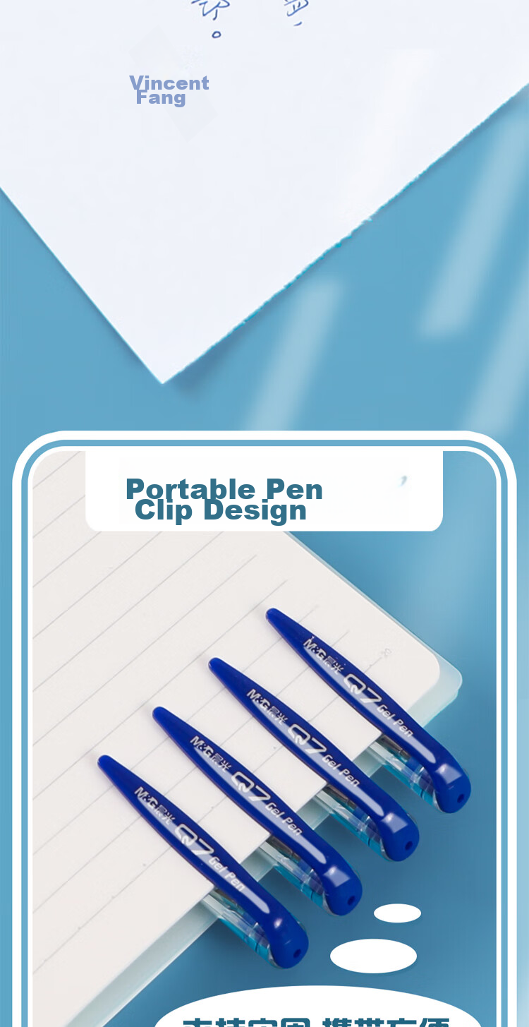 M&G Classic Wind Speed Q7/0.5mm Blue Gel Pen with Bullet Tip, Smooth Writing, Pull-Off Cap, Office Pen, 12 Pcs 4