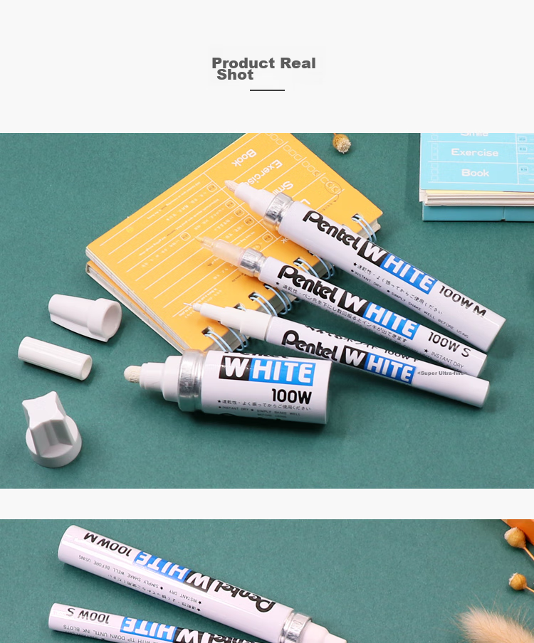 Pentel Paint Marker 3.9mm Thick Round Tip, Car Paint Touch-Up And Scratch Repair, Oil-Based Marker, X100W-M White 7