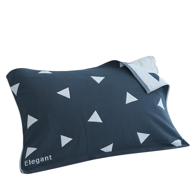 AVIVI Pure Cotton Pillowcase, One Large Size, for Couples And Children, Three-Layer Gauze Quilted Pillowcase, Square Blue, 50*80cm