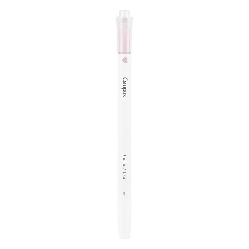 KOKUYO Campus Double-Sided Highlighter Pen, Student Marker for Highlighting And Note-Taking, DIY Stamp Pen for Journaling, Heart/pale Pink, 1 Piece WSG-PMW301P