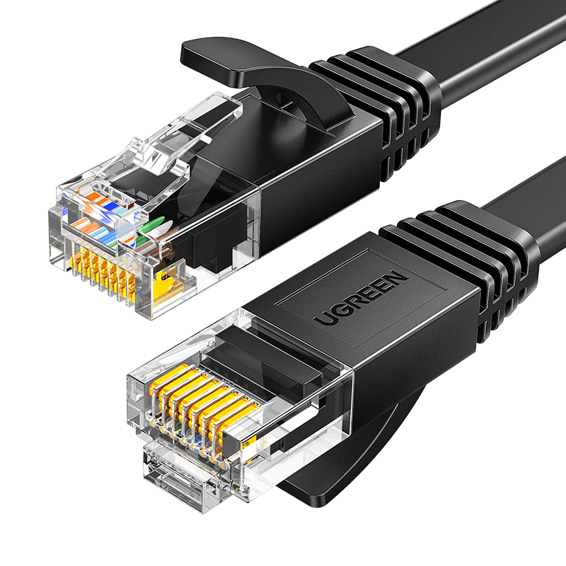 UGREEN CAT6 Ethernet Cable, Gigabit Network Broadband Cable, CAT6 Flat Network Cable for Home Computer Monitoring, 8-Core Twisted Pair Patch Cord, 15 Meters, Black 50180
