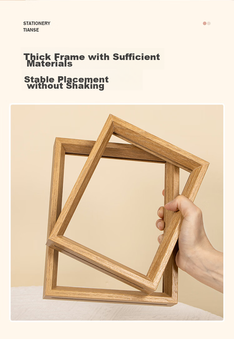 TIANSE 7-Inch Double-Sided Transparent Photo Frame, Plant Specimen Frame, Photo Book Frame, Paper-Cutting Frame, Double-Sided Transparent Glass Leaf Specimen Frame, Display Stand, Embossed Showcase Frame TS-6507 7