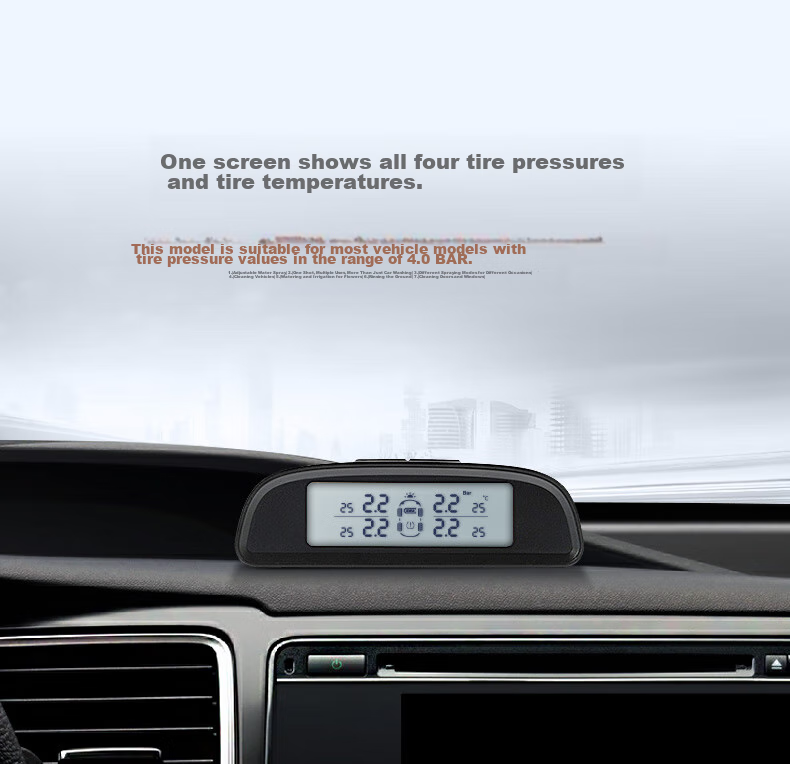 Victon Tire Pressure Monitoring System, External, Solar-Powered Wireless, Tire Pressure And Temperature Display, T6L, Black 3